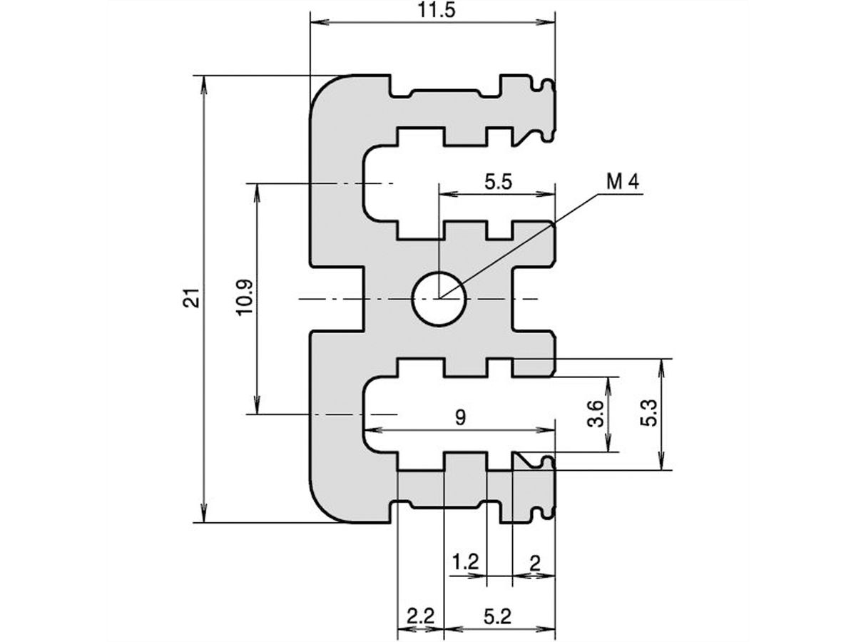 SCHROFF Modulschiene mitte, Typ VT - MODULSCH. MITTE 1MT VT