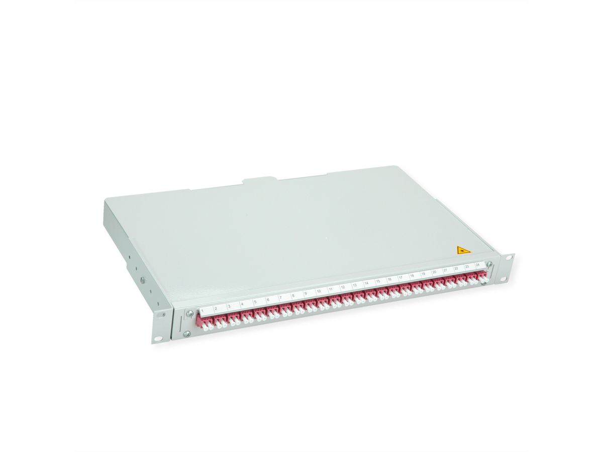 TELEGÄRTNER BASIS V LWL-Panel mit Kupplungen & Pigtails, 24x LC Duplex, violett, OM4