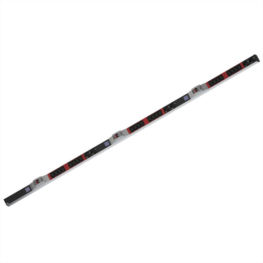 BACHMANN BN0500 19" PDU 1HE 24xC13,6xSchutzkontakt, Leistungsmessg.,Anschl.CEE 3x32A, rot