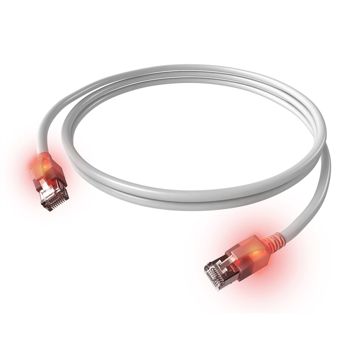 EasyLan DualBoot LED Patchkabel RJ45 S/FTP Cat.6A (Class EA), mit saCon Stecker, LSOH, weiß, 1,5 m