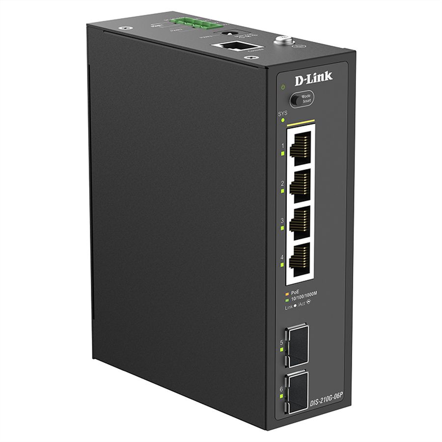 D-Link DIS-210G-06P 6-Port Switch, Smart Managed Gigabit PoE Industrial