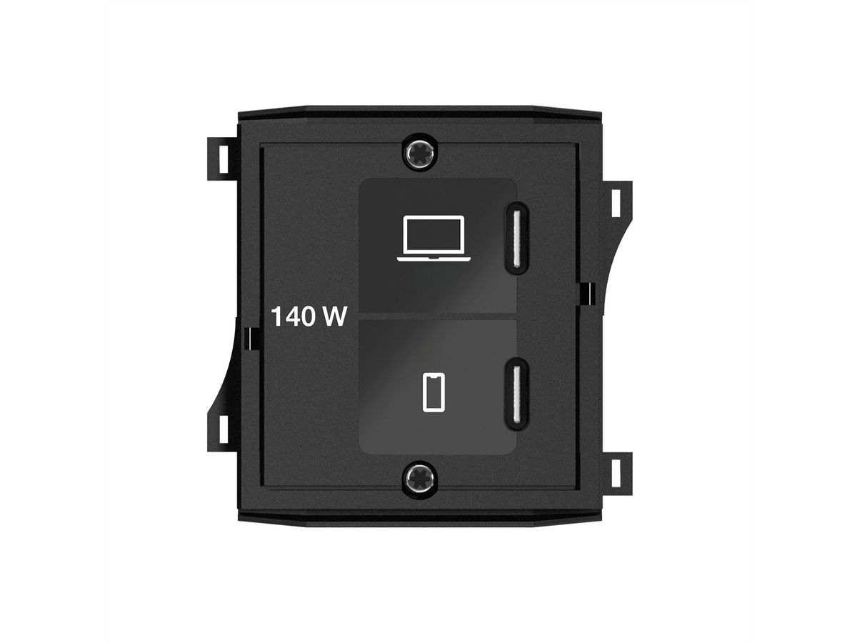 BACHMANN Custom Modul 1xUSB C/C 140W, UK Bundle RAL9005