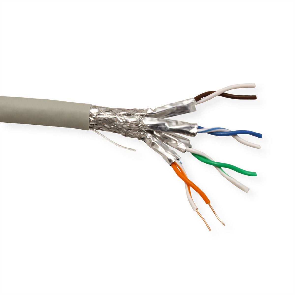 ROLINE S/FTP Kabel, Kat.6A (Class EA), LSOH, Massivdraht, 100 m 