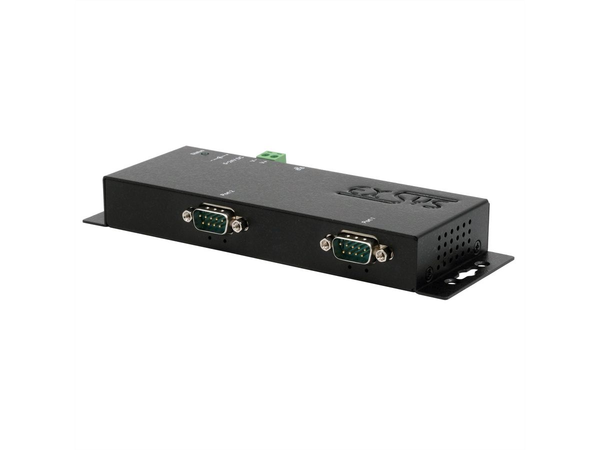 EX-6122-2PoE Ethernet zu Seriell  2 x RS-232/422/485  mit 9 Pin Stecker inkl. Virtual Com Software PoE