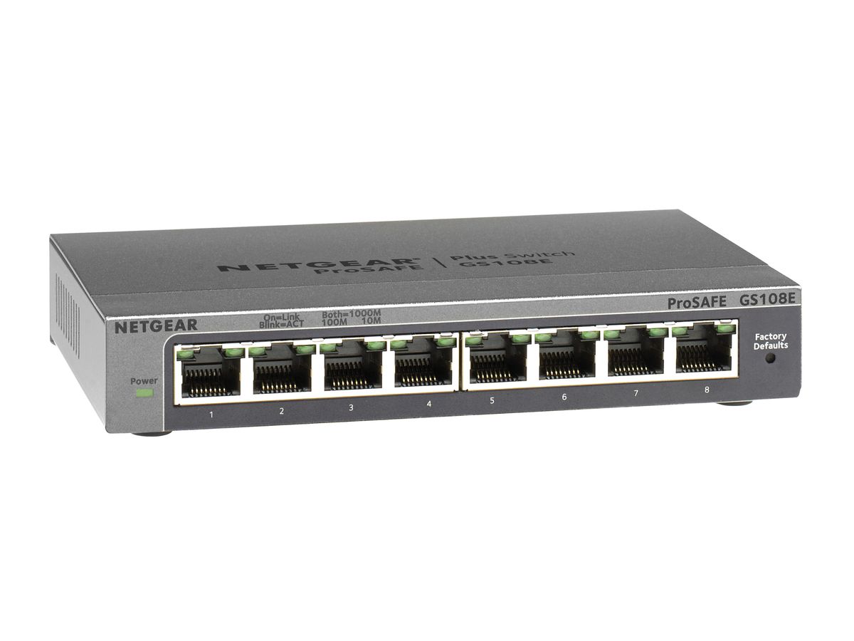 Netgear GS108E Managed Gigabit Ethernet (10/100/1000) Schwarz