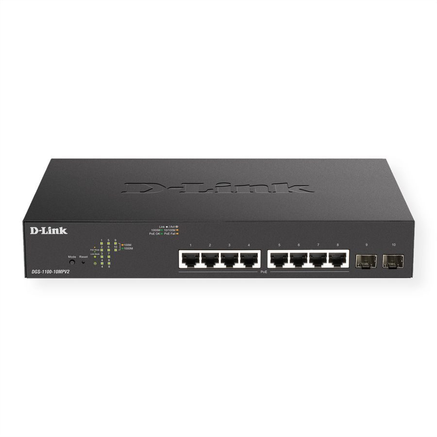D-Link DGS-1100-10MPV2 10-Port PoE+ Gigabit Smart Switch 130W
