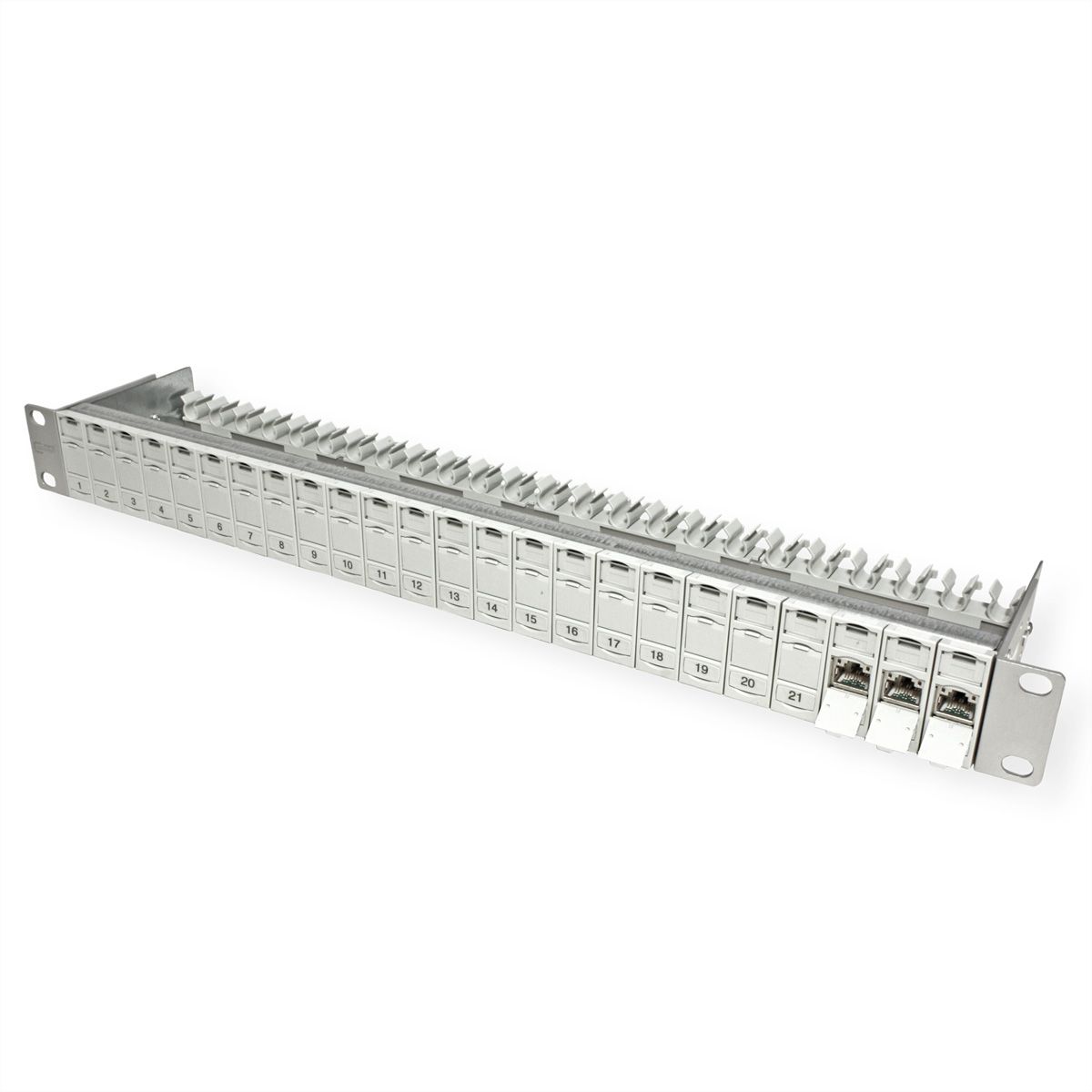 METZ CONNECT 19"-Panel 1HE bestückt mit 24 E-DAT Modulen Cat.6A (Class EA)