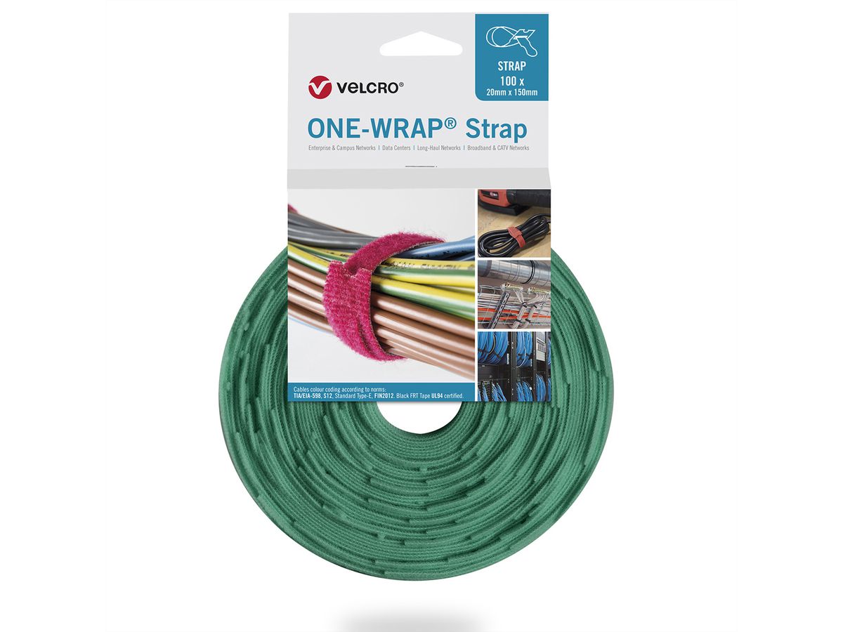 VELCRO® One Wrap® Strap 25mm x 300mm, 100 Stück, grün