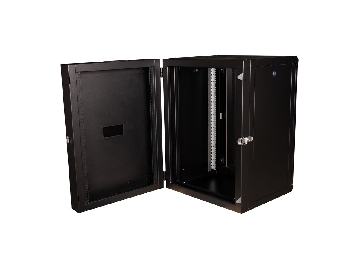 ROLINE 19-Zoll Wandgehäuse Pro 16 HE, 600x600 BxT zweiteilig schwenkbar schwarz