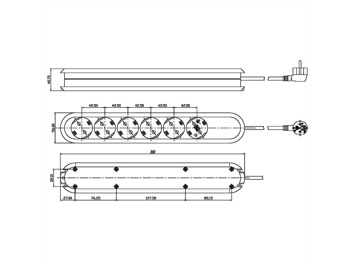 BACHMANN SMART Steckdosenleiste 6x Schutzkontakt, schwarz, 3 m