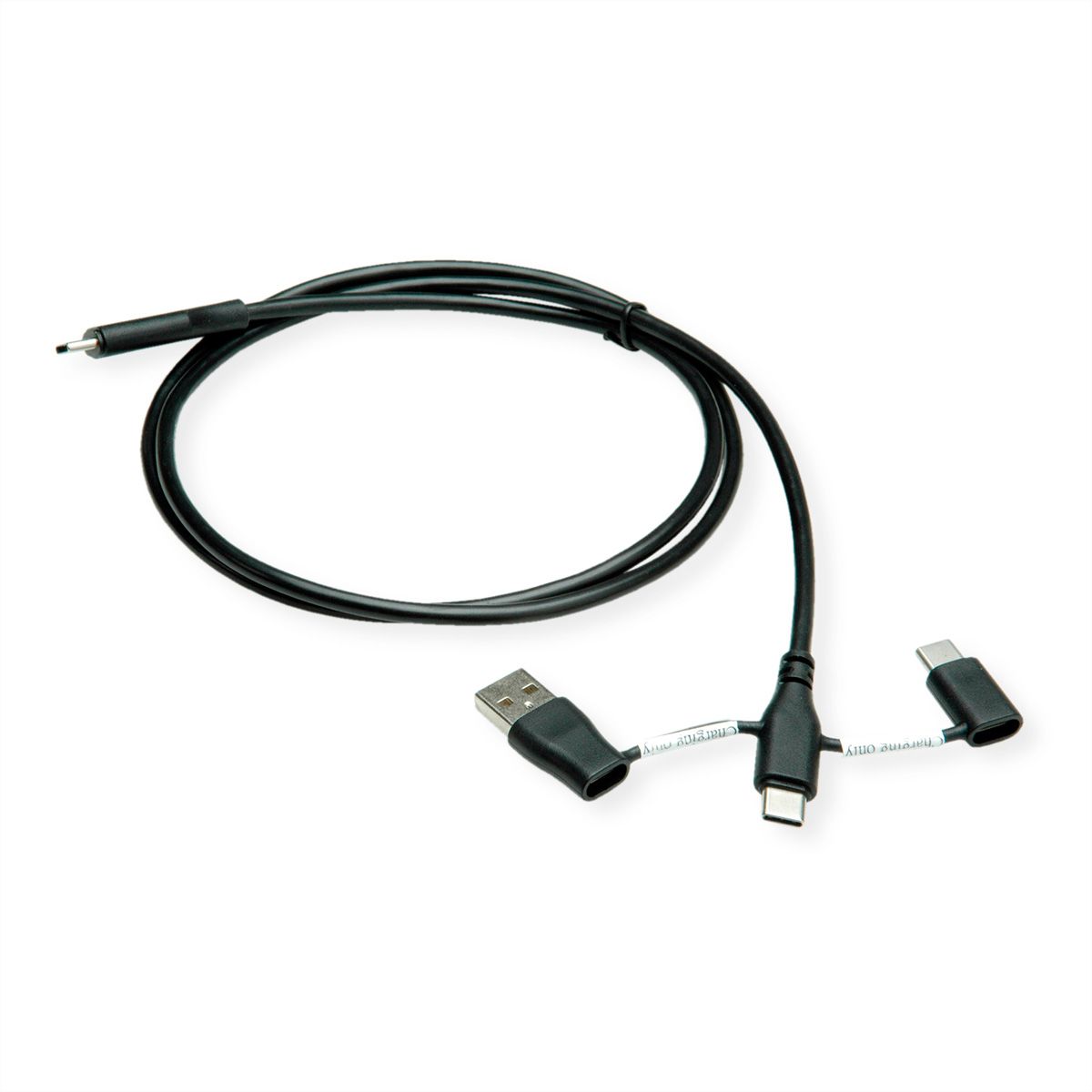 ROLINE USB 2.0 Kabel Typ C, ST/ST, mit Datenblockier-Adaptern Typ A+C, 1 m