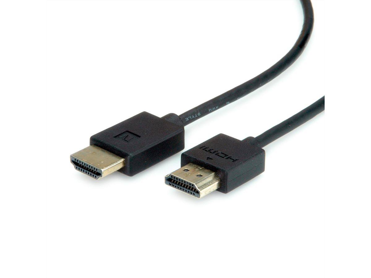 ROLINE 4K HDMI Ultra HD Kabel mit Ethernet, aktiv, ST/ST, schwarz, 1 m