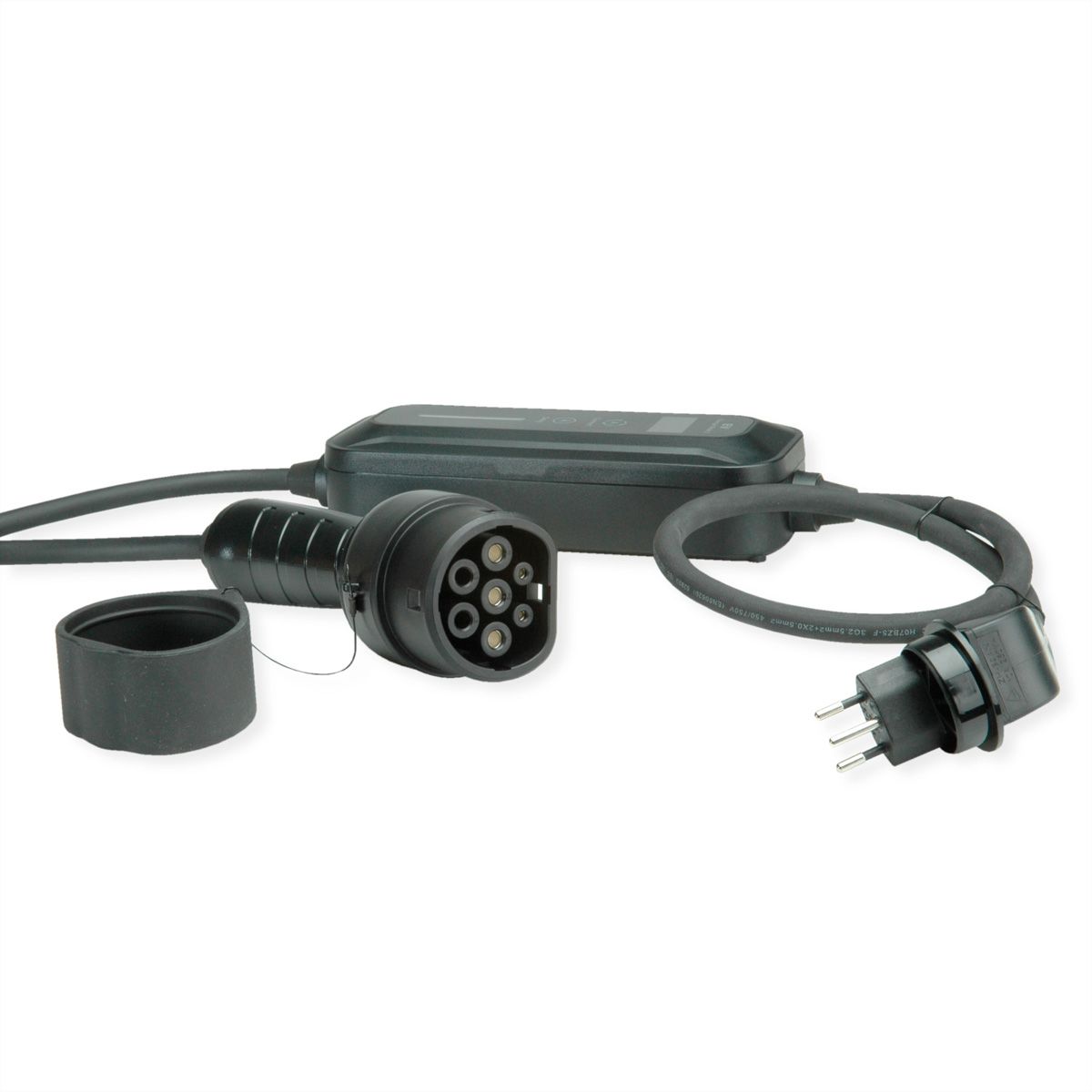 ROLINE Tragbares E-Auto Ladegerät, T12 (CH, Typ J) & Typ2 Stecker, 1-phasig, Mode 2, 10 A, 2,3 kW, 3 m