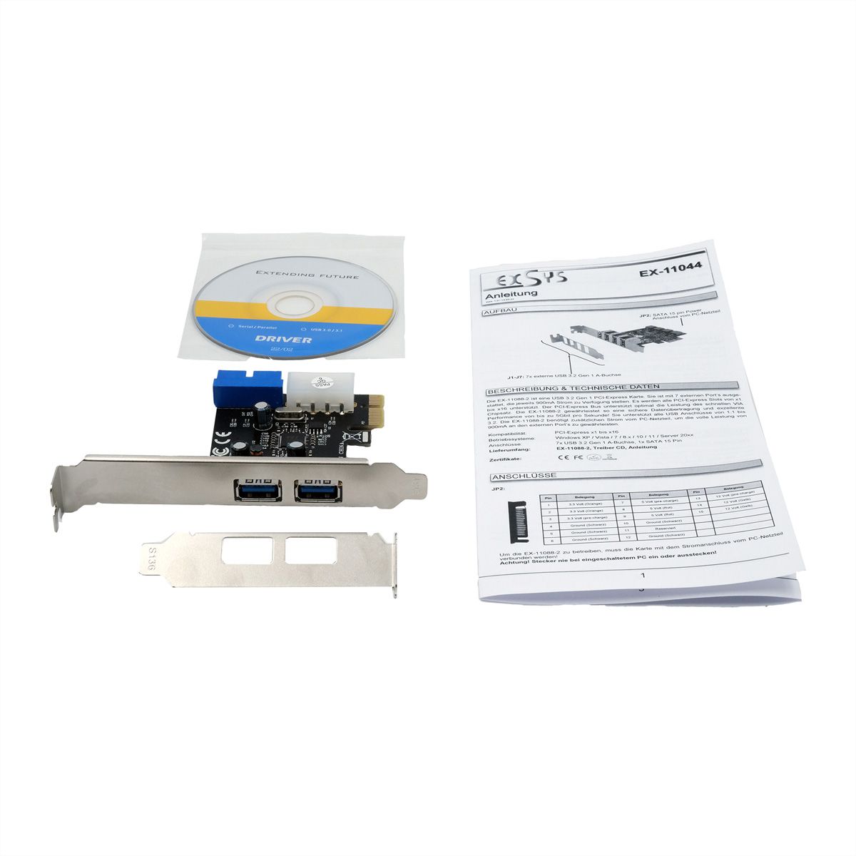 EXSYS EX-11049 2+2-Port USB 3.2 Gen 1 PCIe Karte - SECOMP  