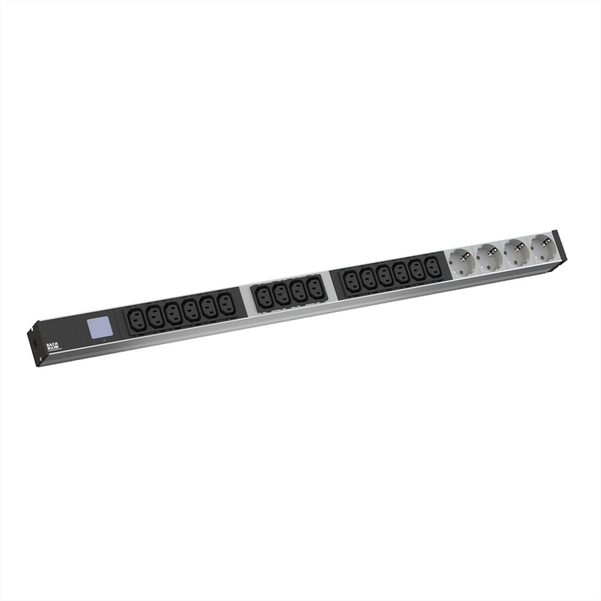 BACHMANN BN0500 19" PDU 1HE 16xC13 4x Schutzkontakt, Leistungsmessung, Anschluss CEE 16A, blau