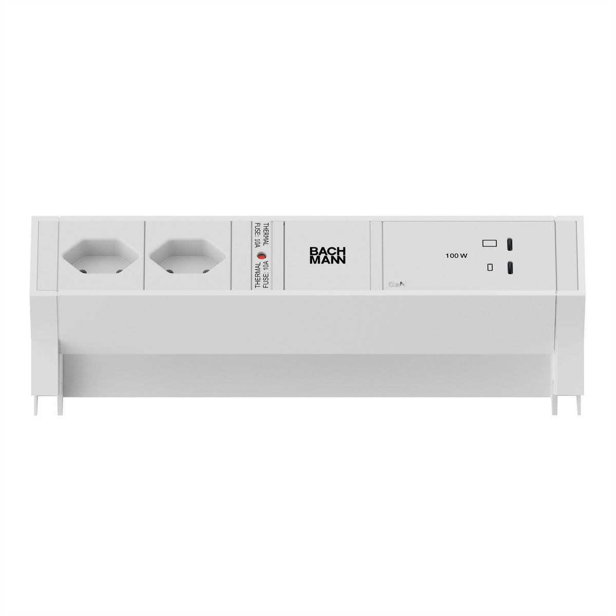 BACHMANN DESK2 white 2xCH 90°, 1xUSB C/C 100W L=0,2m RAL9010