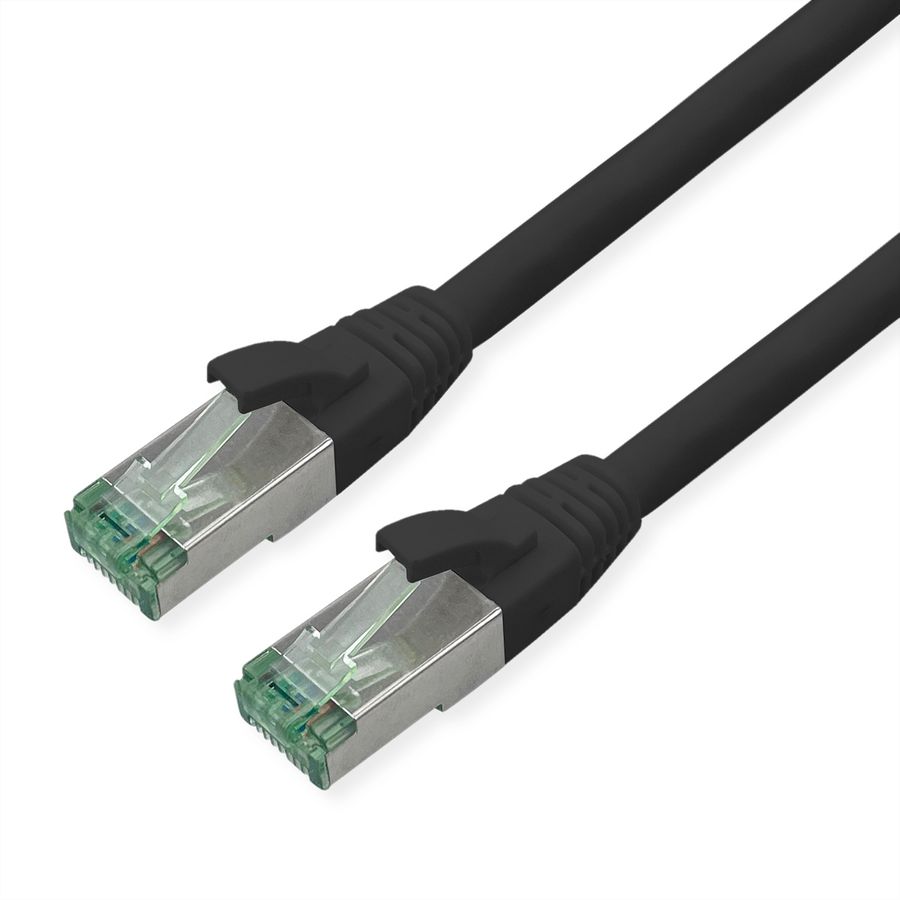 ROLINE RM Patchkabel Cat.6A S/FTP (PiMF), schwarz, 0,5 m
