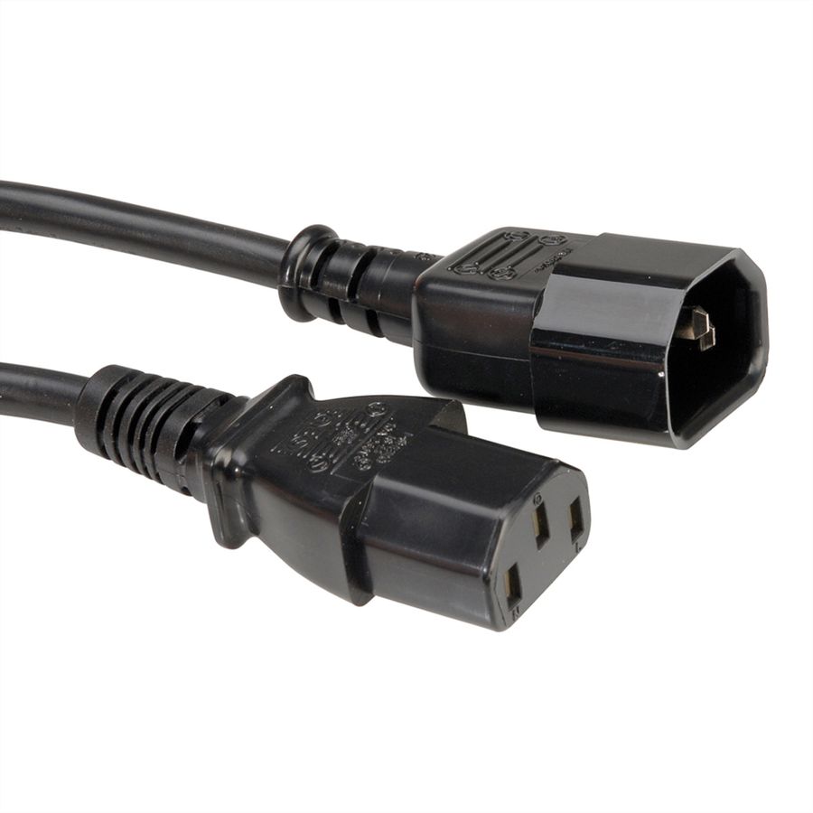 BACHMANN Kaltgeräte-Kabel C13-C14, H05VV-F 3G1,0mm², schwarz, 2 m