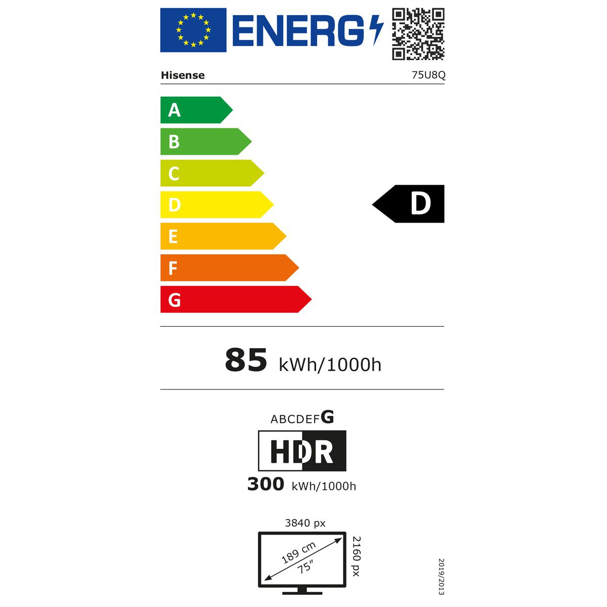 Hisense TV 75U8Q 75" , Mini-LED 4K, 165Hz, 5'000 Nits