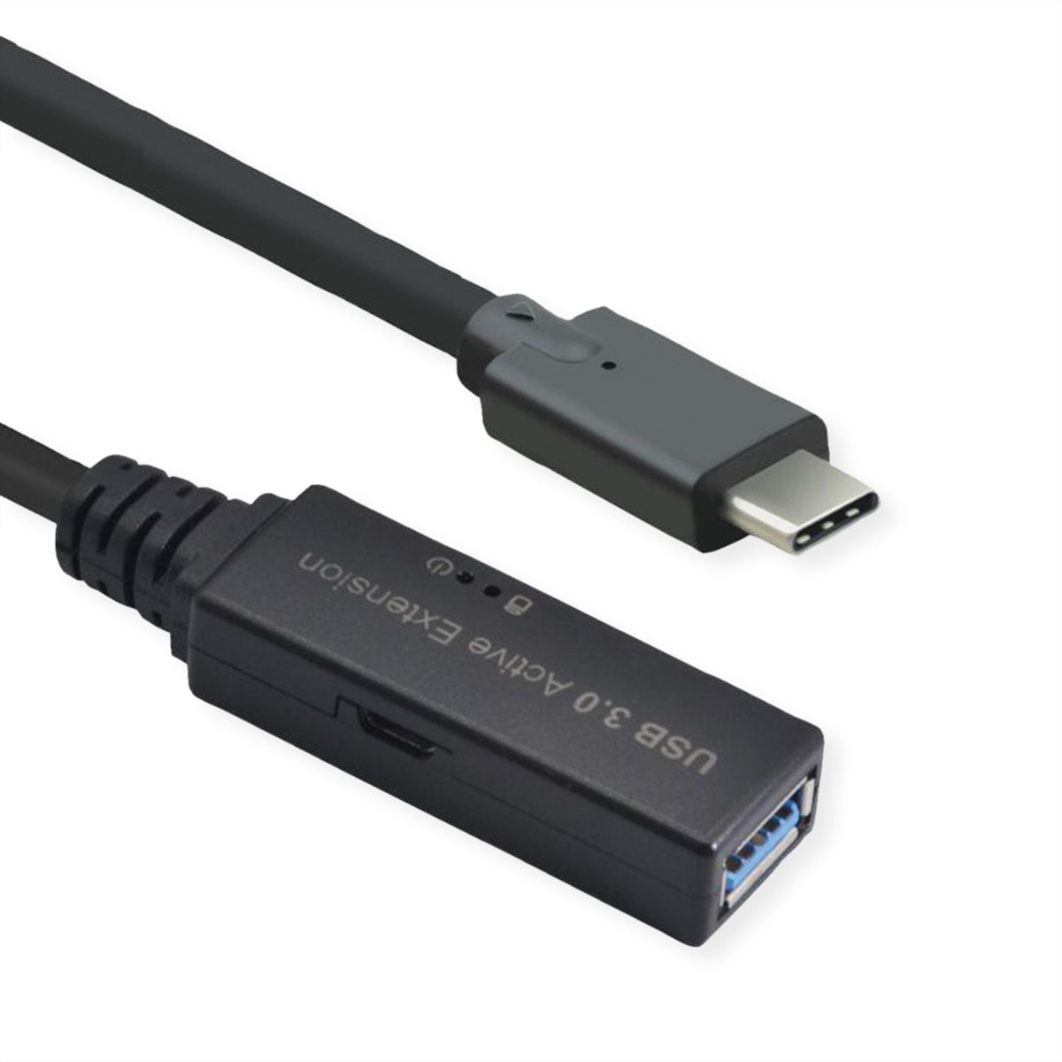 ROLINE USB 3.2 Gen 1 Aktives Repeater Kabel, Typ A - C, schwarz 