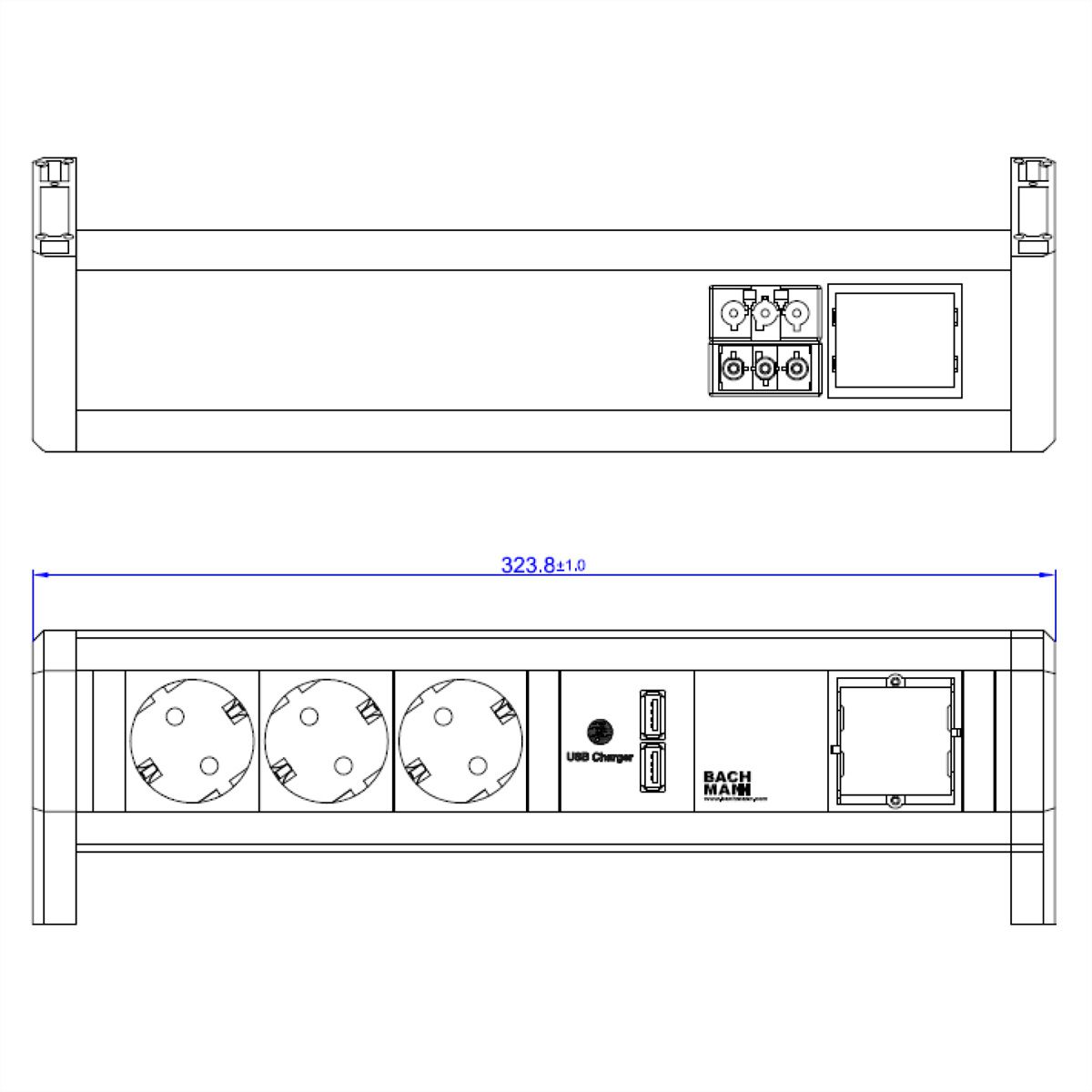 BACHMANN Desk1 1xUSBCharger 3xSchutzkontakt, 1xABD