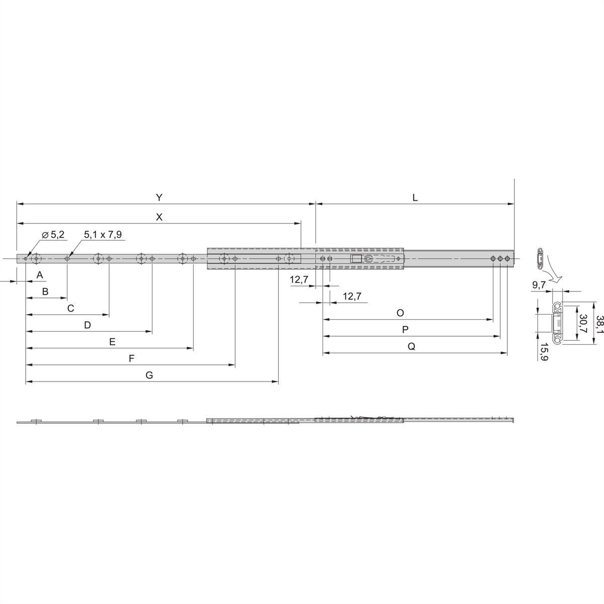 SCHROFF Universal 1 HE Teleskopschiene - TELESK.SCH.UNIV.1HE 406T (2X)