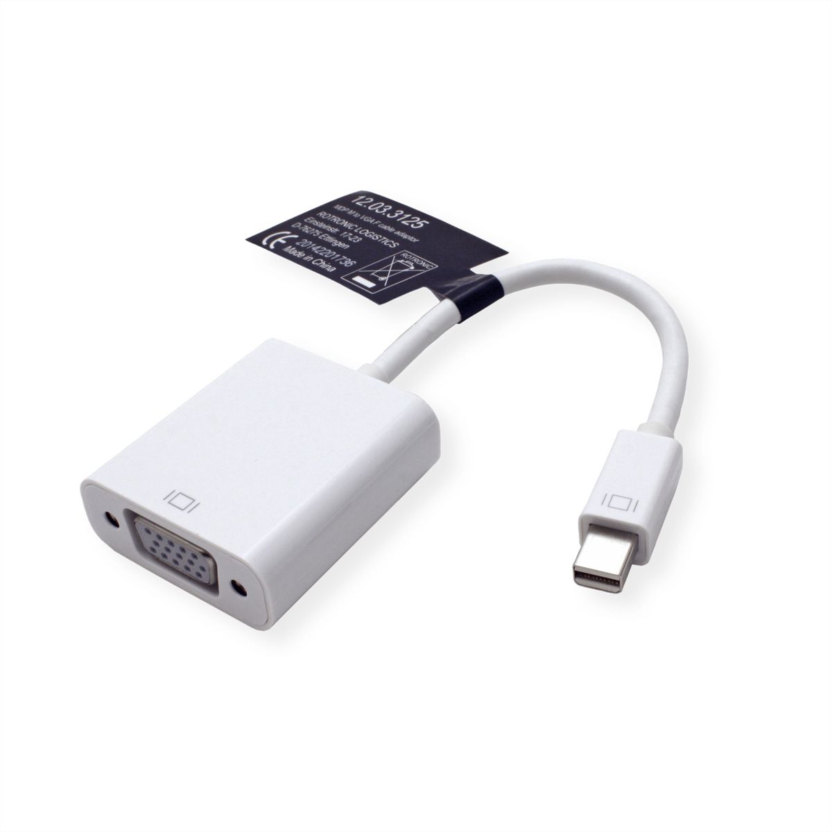 ROLINE Mini DisplayPort-VGA Adapter, Mini DP ST - VGA BU, Aktiv