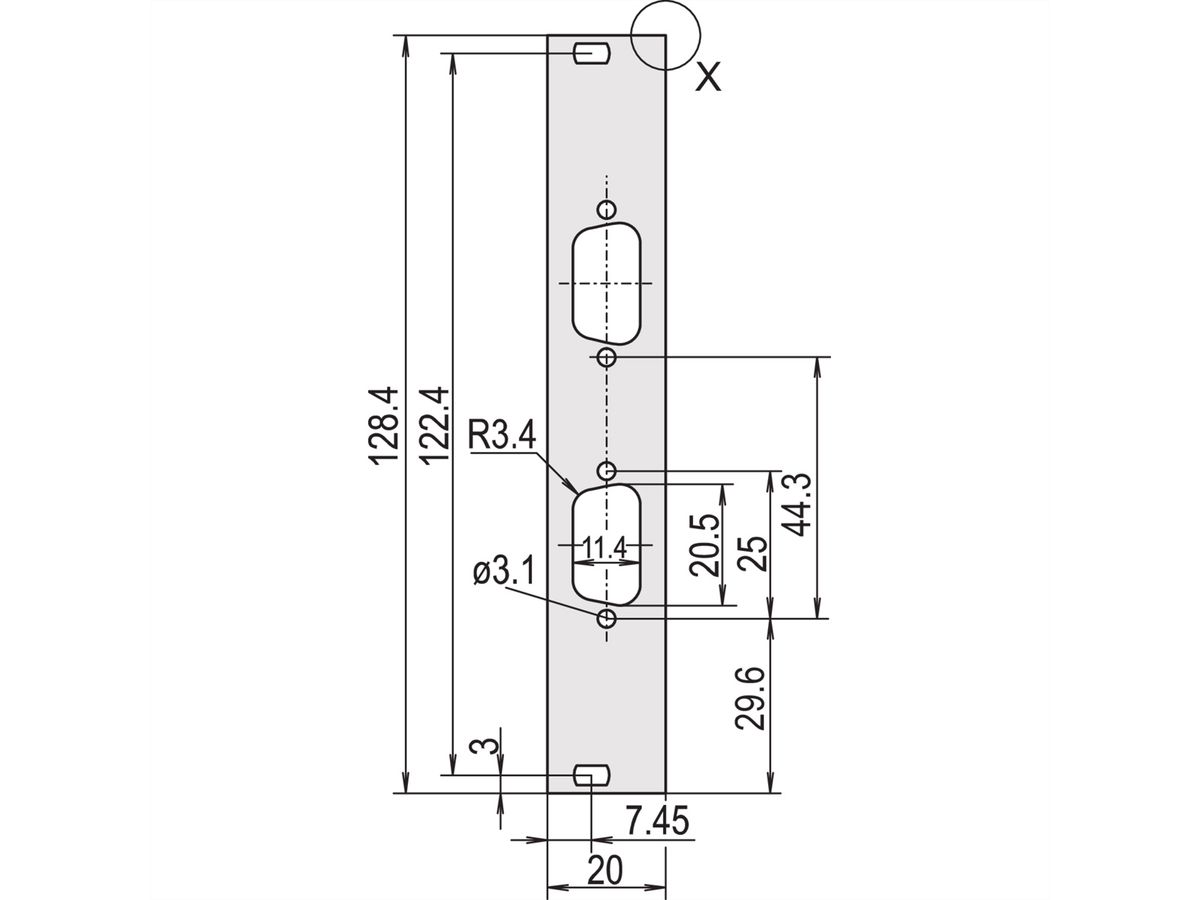 SCHROFF Frontplatten für D-Sub Steckverbinder - TEILFRPL.3HE 4TE 2X 9POL.EMC