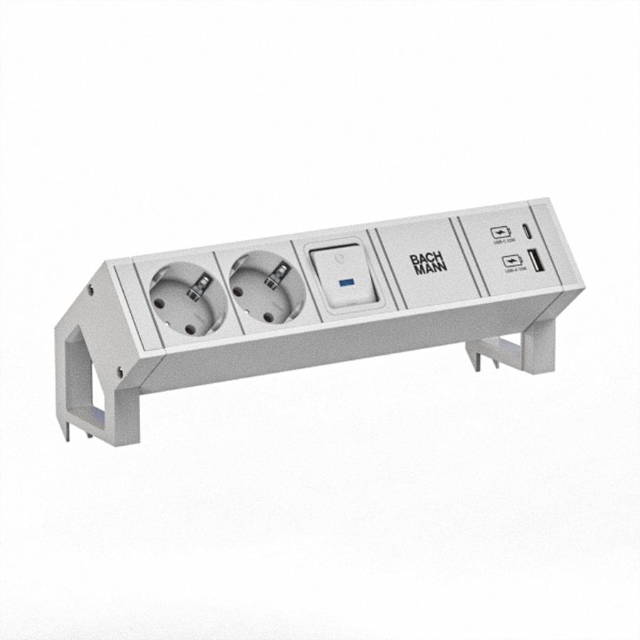 BACHMANN DESK2 white 2xCEE7/3 1xUSB A/C 22W 0,2m GST18