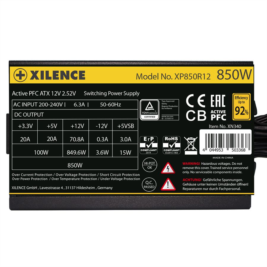 Xilence XP850R12 850W PC Netzteil, Meet 80+ Gold, Gaming, ATX