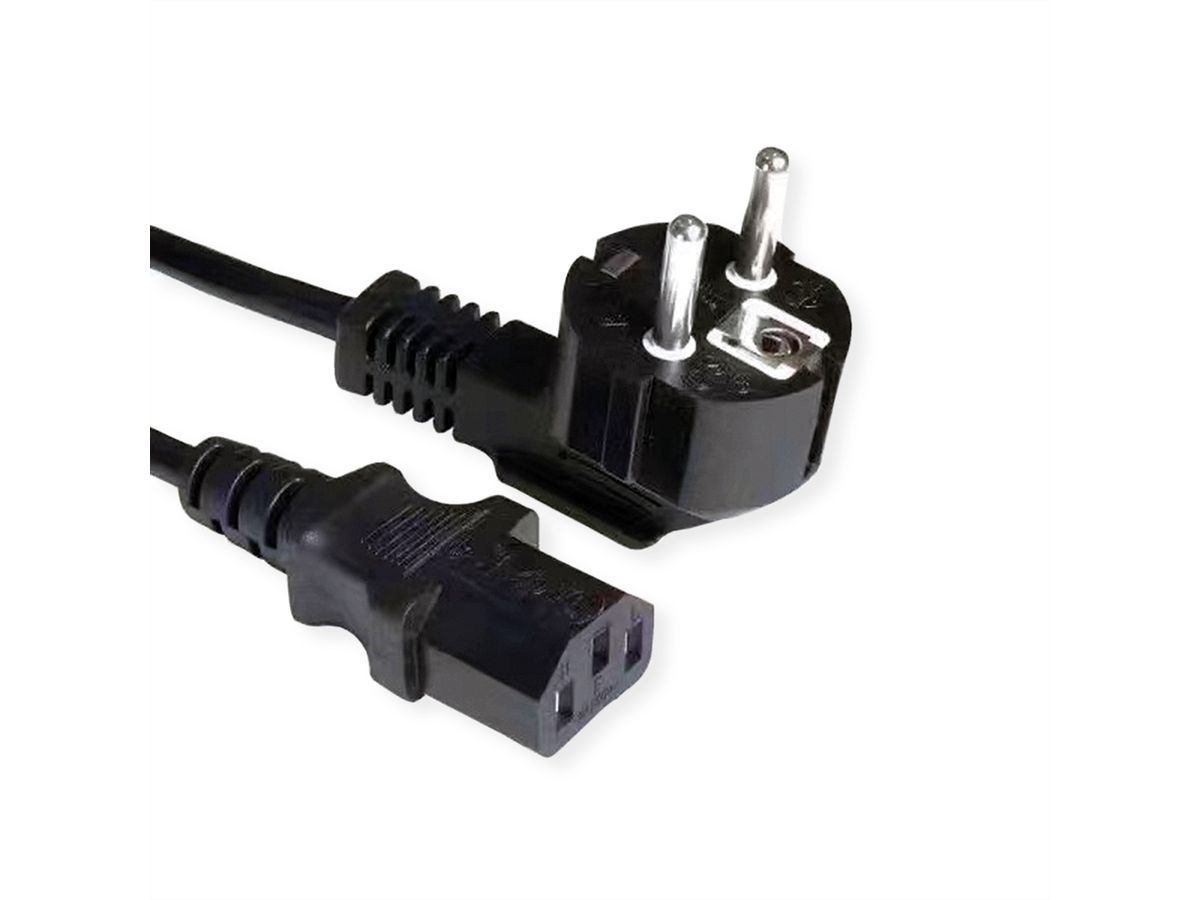 VALUE Netzkabel, gerade IEC-Buchse, schwarz, 3 m