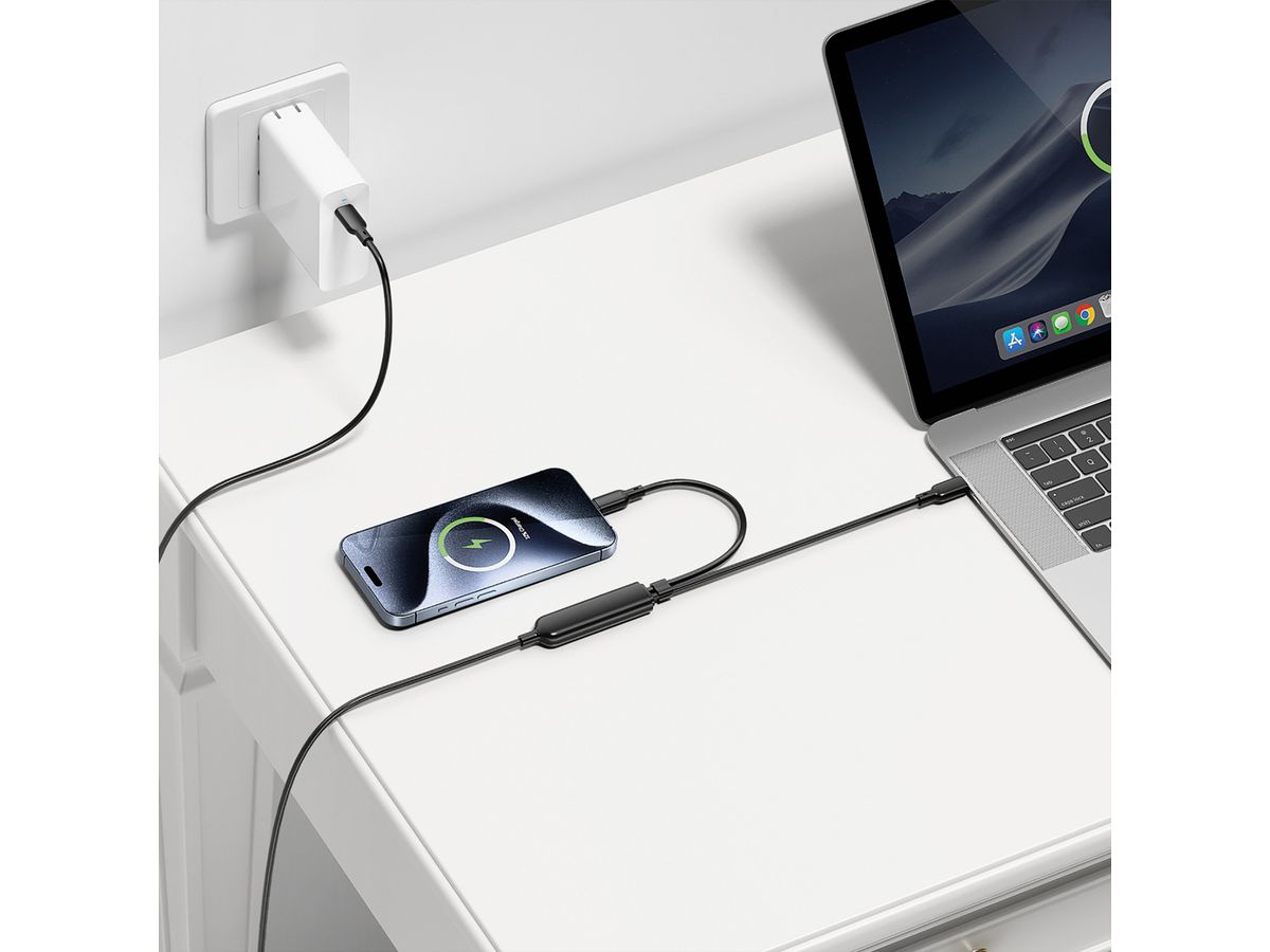 VALUE USB Typ C Split-Ladekabel, C - 2x C, ST/ST, max. 100W, schwarz, 1,8 m