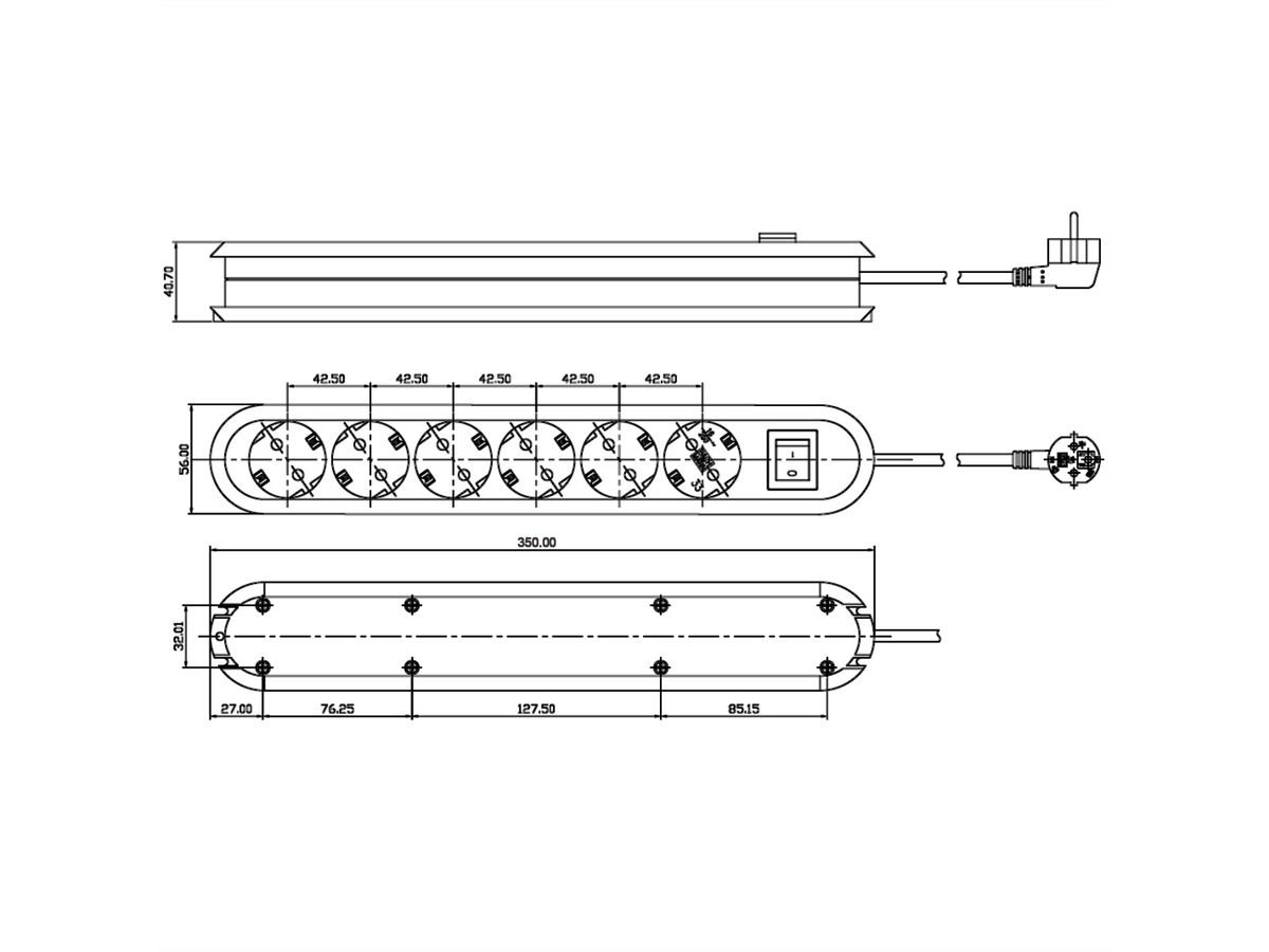 BACHMANN SMART Steckdosenleiste 6x Schutzkontakt, Schalter, weiß, 1,5 m