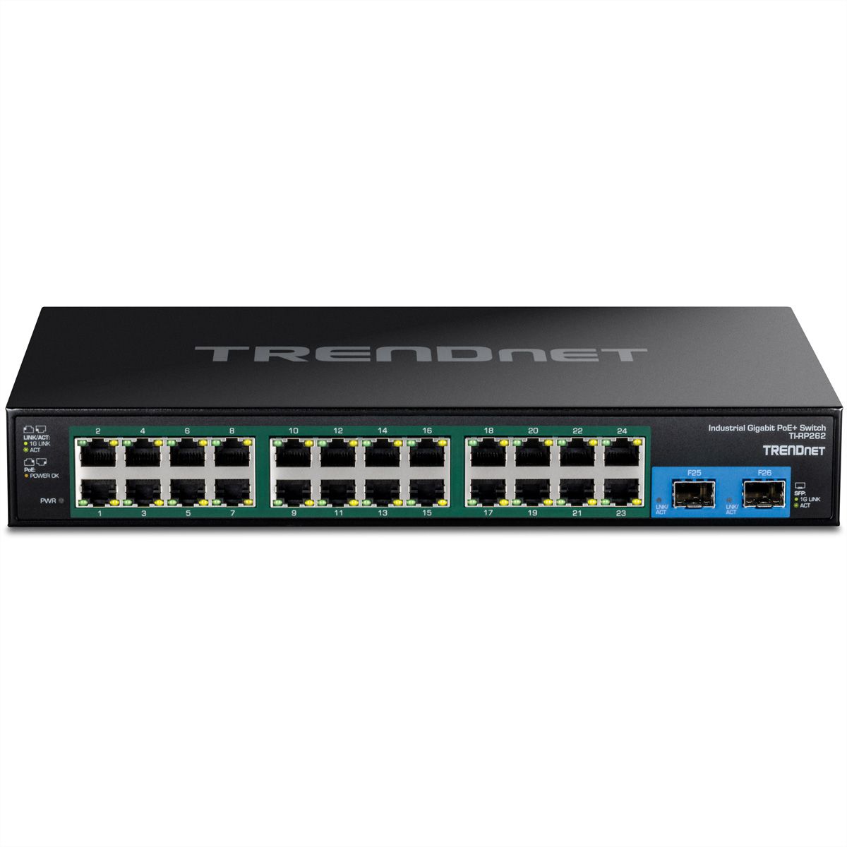 TRENDnet TI-RP262 Rackmount Switch, 26-Port gehärteter Industrial Gigabit PoE+