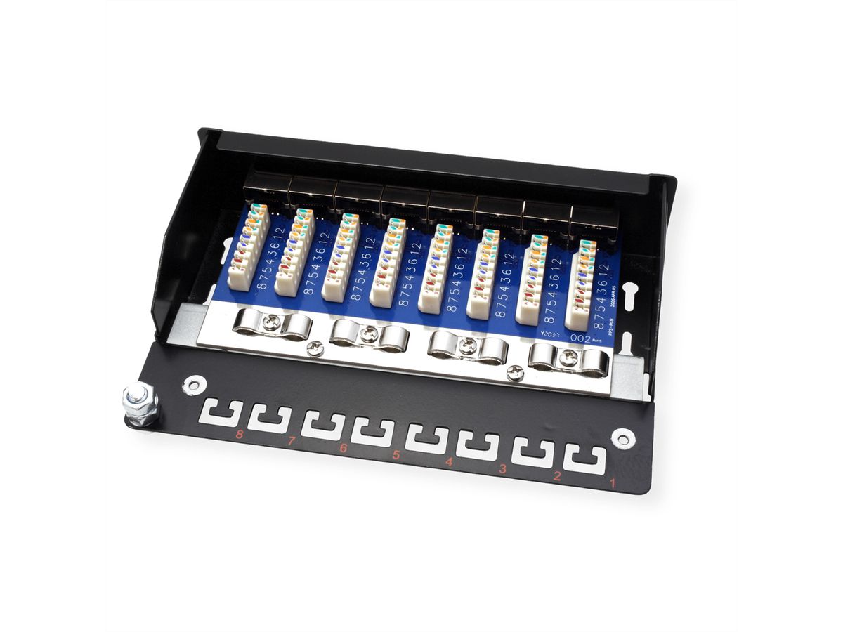 ROLINE Patchpanel, 8 Ports, Kat.5e (Class D), geschirmt, schwarz