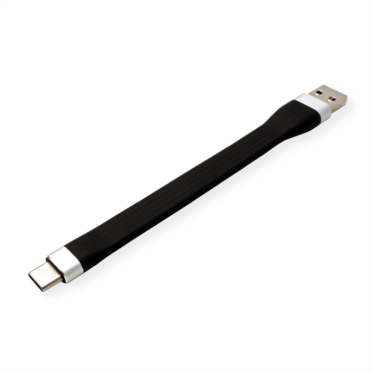ROLINE USB 3.2 Gen 1 Silikonkabel, USB A-C, ST/ST, schwarz, 11 cm