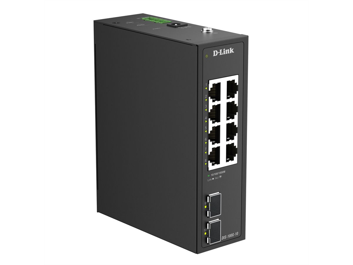 D-Link DIS-100G-10 10-Port Switch Industrial Gigabit 4x Rj45 + 2x SFP