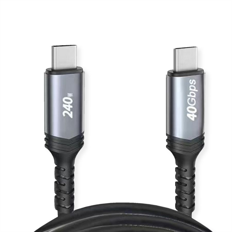 VALUE USB4 Gen3x2 Kabel, C–C, ST/ST, 8K UHD-2, 40Gbit/s, 240W, schwarz, 1 m