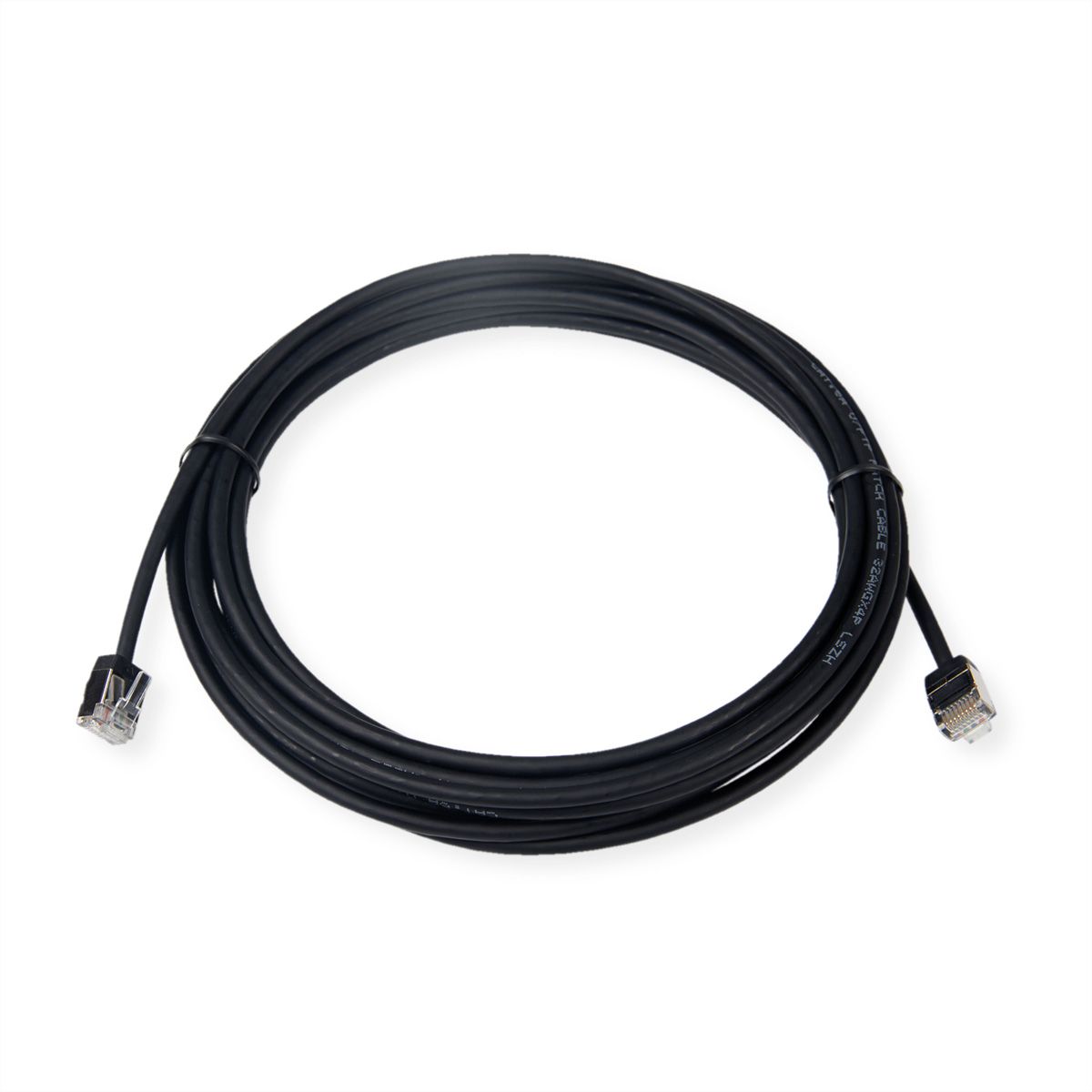 ROLINE U/FTP DataCenter Patchkabel Cat.6A (Class EA), LSOH, slim, extra kurzer Stecker, schwarz, 1 m