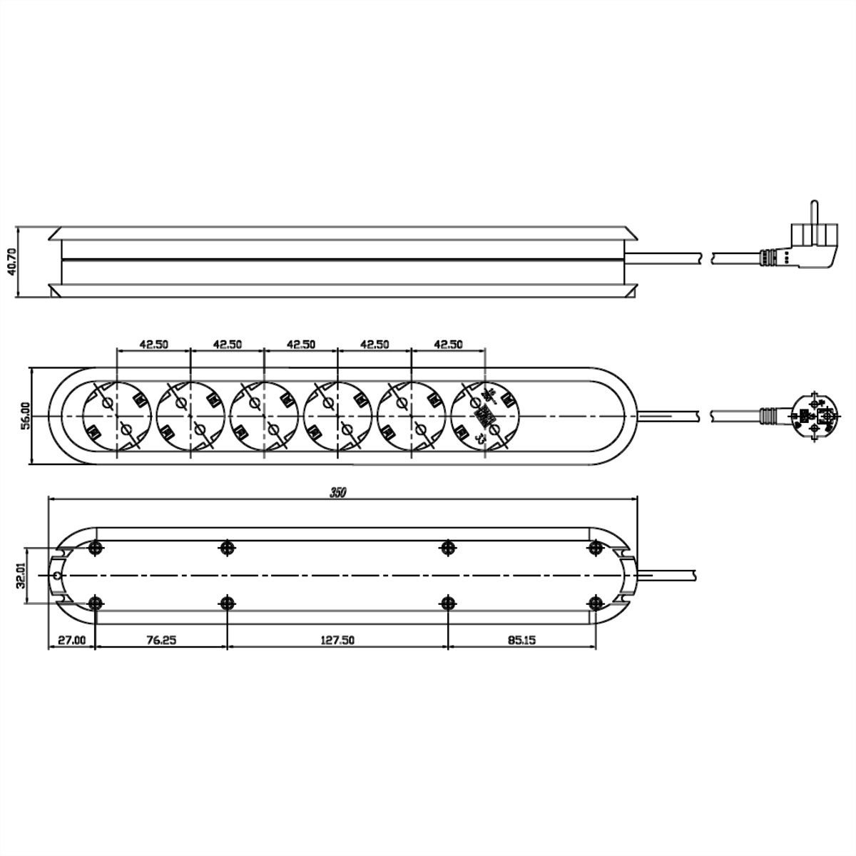 BACHMANN SMART Steckdosenleiste 6x Schutzkontakt, weiß, 1,5 m