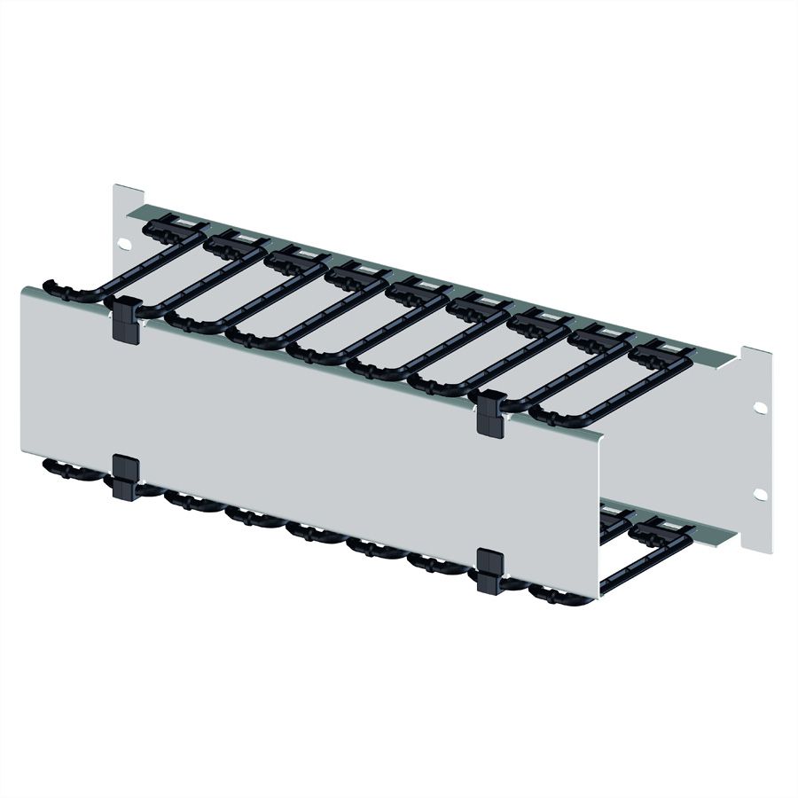 19"-Kabelmanager 2 HE mit klappbarer Blende, lichtgrau