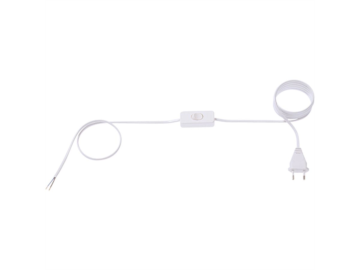 BACHMANN Zuleitung 2x0,75 1,8m weiss, H03VVH2-F Eurostecker unverp. Schalter