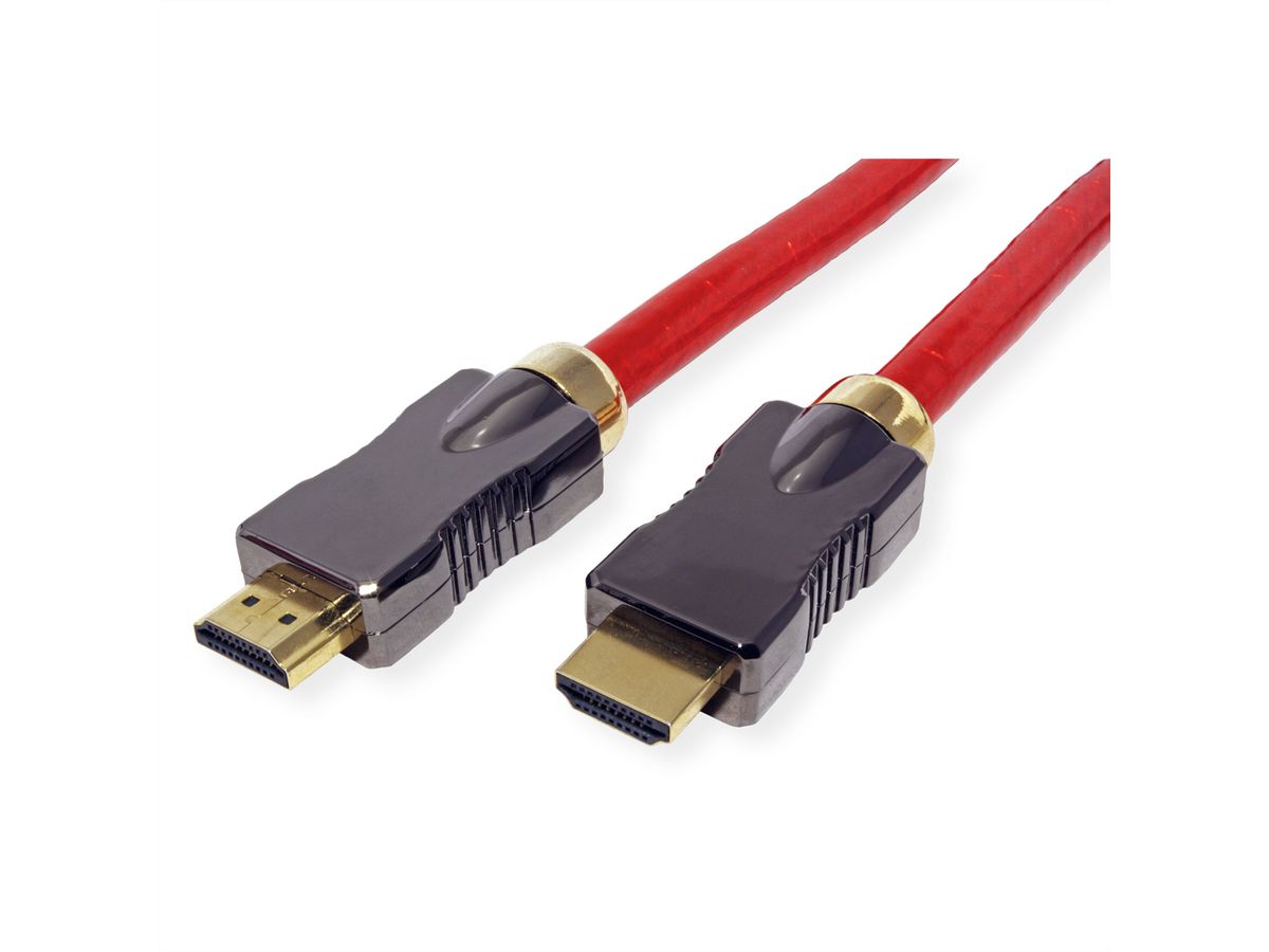 ROLINE 8K HDMI Ultra HD Kabel mit Ethernet, ST/ST, rot, 5 m