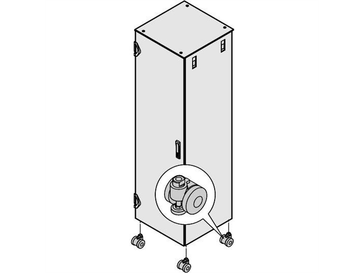 SCHROFF Lenkrollen mit integrierten Nivellierfüssen - LENKROLLEN M.NIV.FUES. 400KG