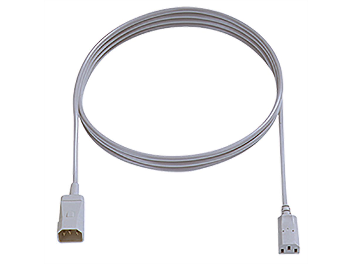 BACHMANN Kaltgeräteverlängerung H05VV-F 3G1,0mm², C14 / C13, grau, 1 m