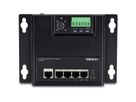 TRENDnet TI-PG50F 5-Port Industrial PoE+ Gigabit Front Access Switch, wandmontierbar