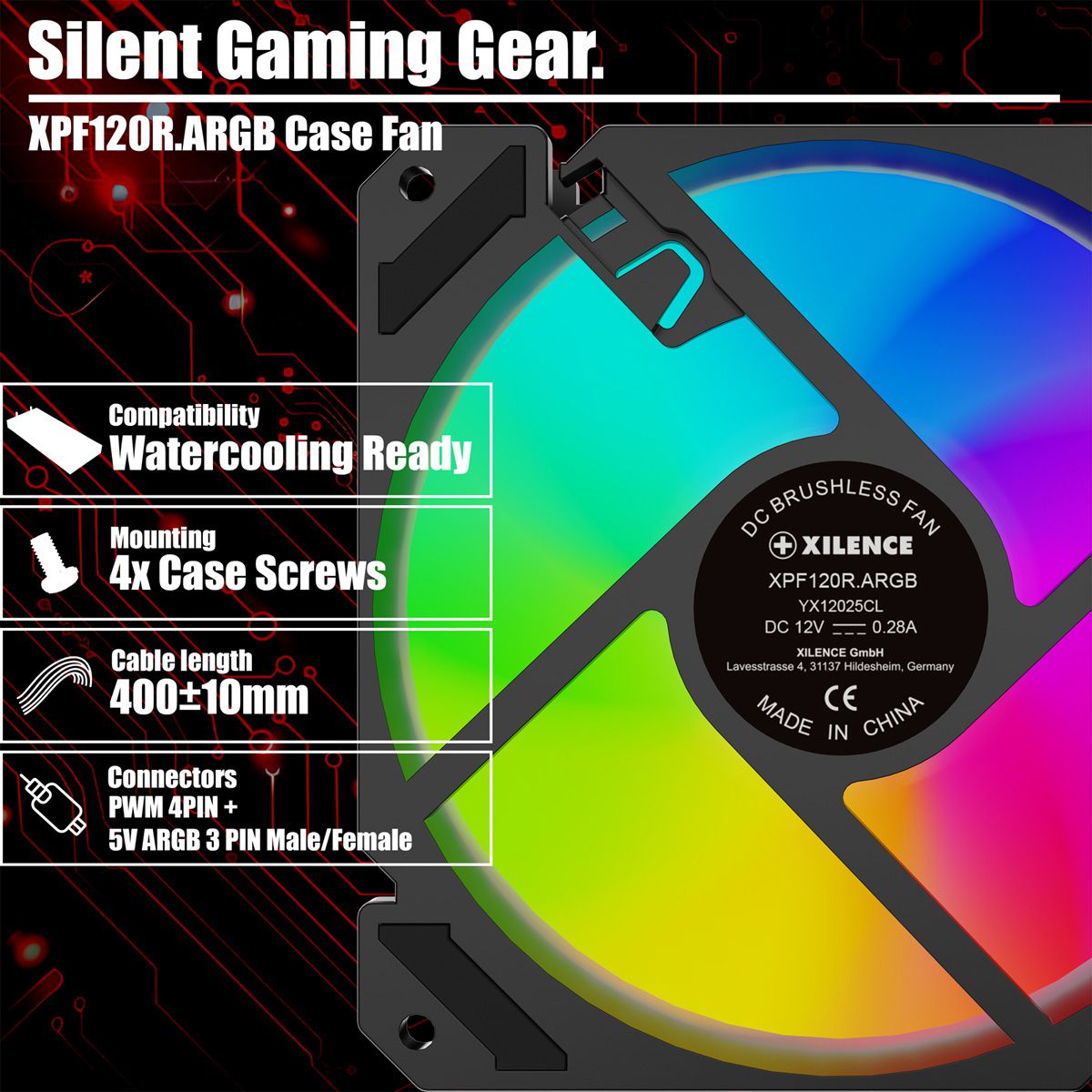 XILENCE Performance A+ REVERSE XF065, 120mm ARGB LED Lüfter schwarz