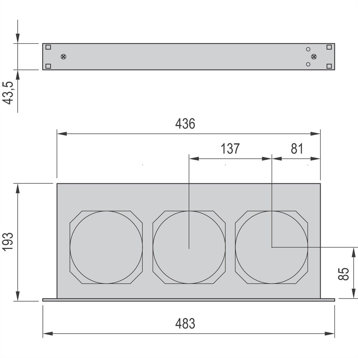 SCHROFF 19"-Umlüfter 1 HE inklusive 3 Ventilatoren