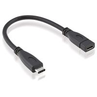 ROLINE USB 3.2 Gen 2 Typ C Kabelverlängerung, USB C-C, ST/BU, 4K UHD-1, 10Gbit/s, 100W, schwarz, 0,15 m