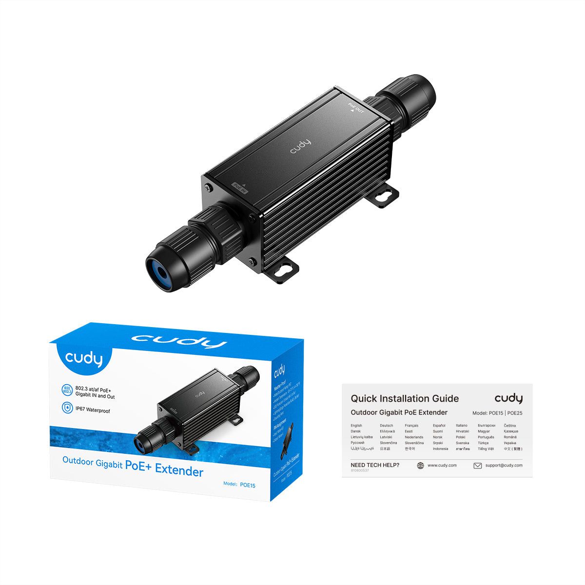 CUDY POE15 Gigabit PoE+ Extender Outdoor IP67